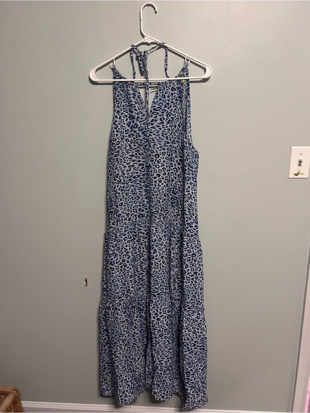 Charlie Paige Blue Leopard Print Maxi Dress